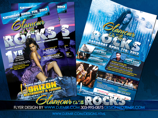 Glamour on The Rocks 1 year Anniversary Party Flyer Design