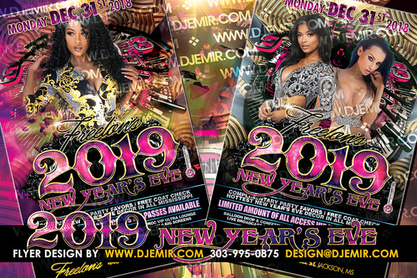 Elegant Black, Gold, Silver And Pink New Year's Eve Flyer Design