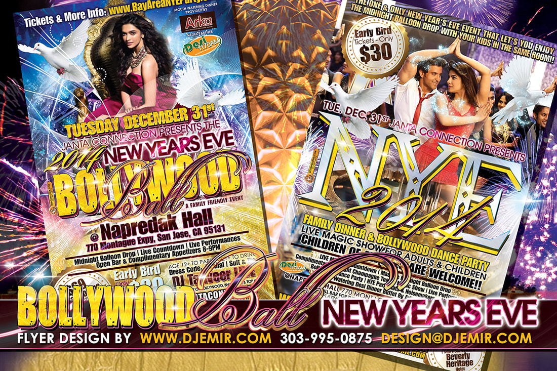 NYE Flyers: Bollywood New Year's Eve Ball Flyer Design