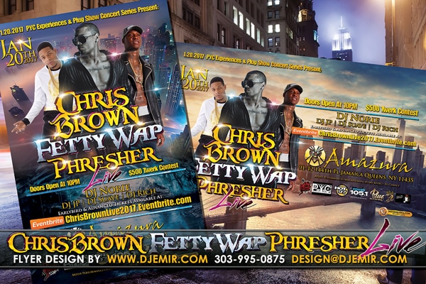 Flyer design for Chris Brown, Fetty Wap, Phresher Live Concert New York City