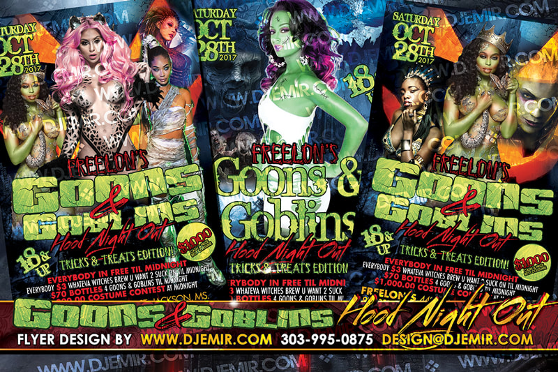 Goons And Goblins Halloween Freaky Hood Night Flyer Design