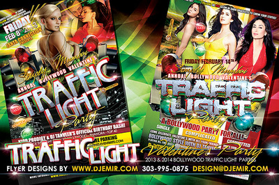Annual Bollywood Valentine's Day Traffic Light Party Flyer Design