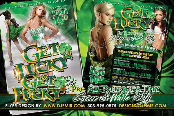 Get Lucky 4 Pre St. Patrick's Day Green And White Party Flyer design