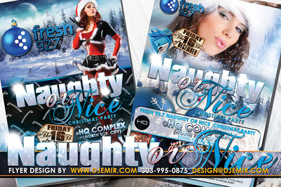 Naughty Or Nice Naughty Santa Clause Christmas Party Flyer design