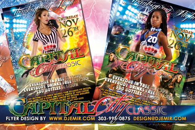 Thanksgiving Capital City Classic Football Game Party Flyer design