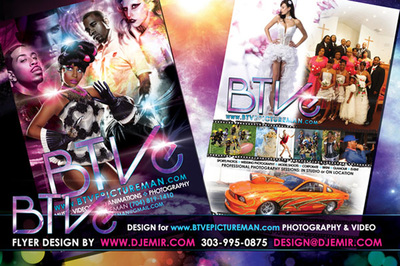 BTVE Music Video, Videography and Photography service flyer designs