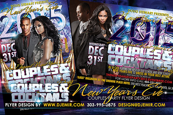 Couples And Cocktails New Year's Eve Flyer Design