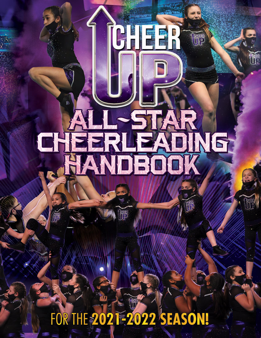 Cheer Up All-Star Cheerleading Handbook Cover Page Design Cheerleaders Purple Smoke Confetti