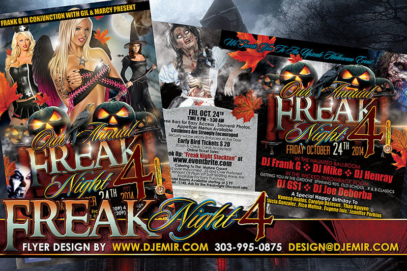 Halloween Flyer Design for Freak Night 4 Annual Halloween Party California