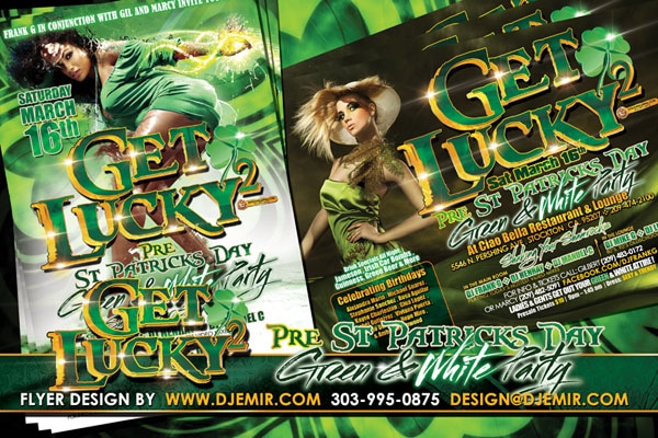 Get Lucky 2 Green And White St. Patrick's Day Flyer Design California