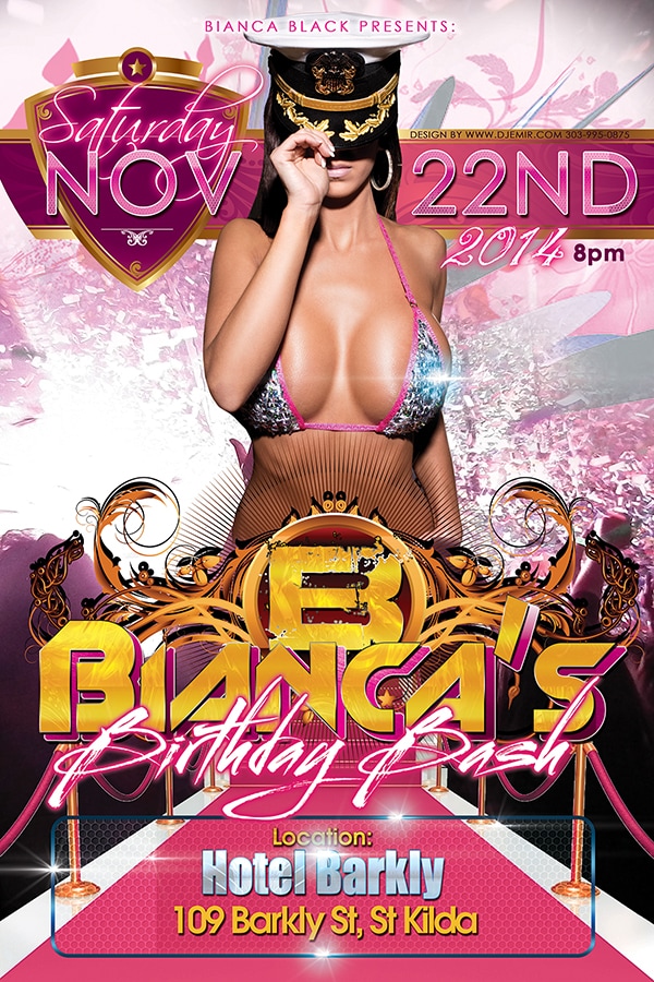 Bianca's Fly and Sexy Birthday Bash Flyer and Poster Design