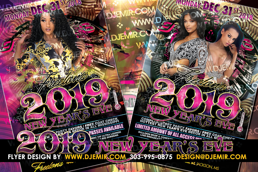 VIP New Year's Eve Flyer Design with Gold, Silver, Pink and Black Color Scheme and clock 