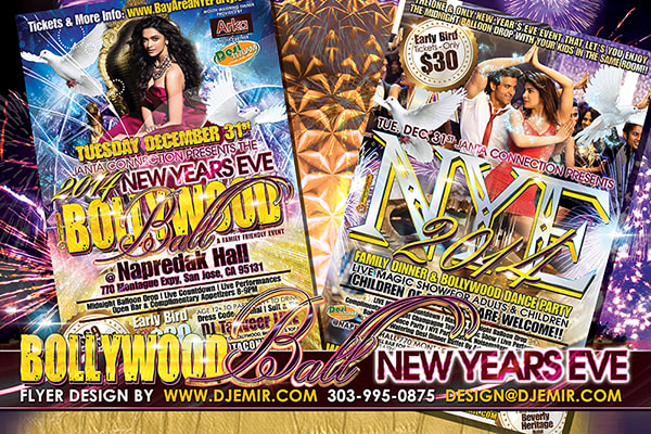 Bollywood Ball New Year's Eve Flyer Design San Jose and San Francisco  California