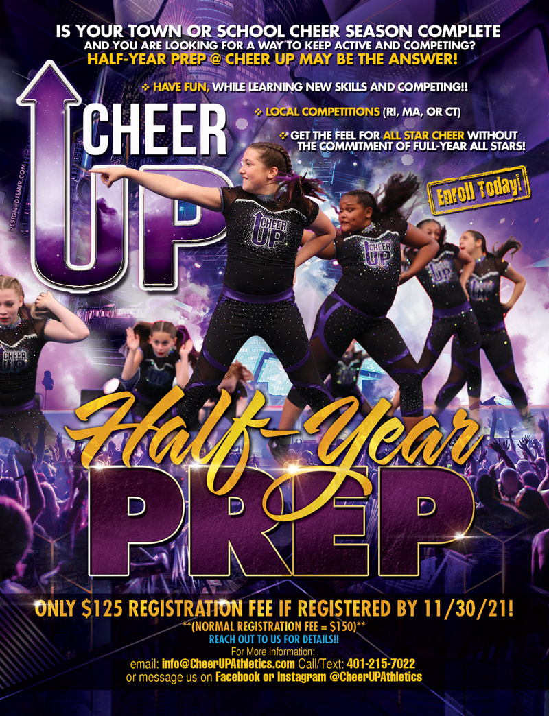 Cheer Up Half Year Prep November Early Registration Magazine Ad Flyer Design for Rhode Island Cheer Team