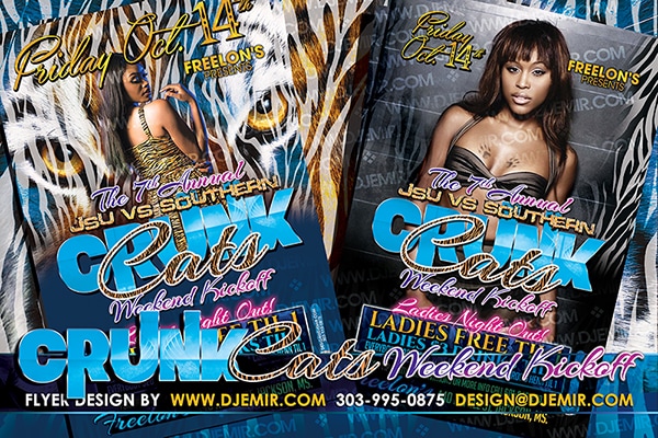 Crunk Cats JSU Vs Southern Tigers Annual Football Game Kickoff Party Flyer Design