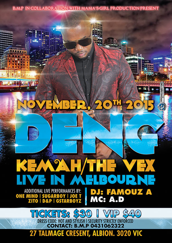 Deng and Kema The Vex live in Melbourne Australia Flyer and Poster Design