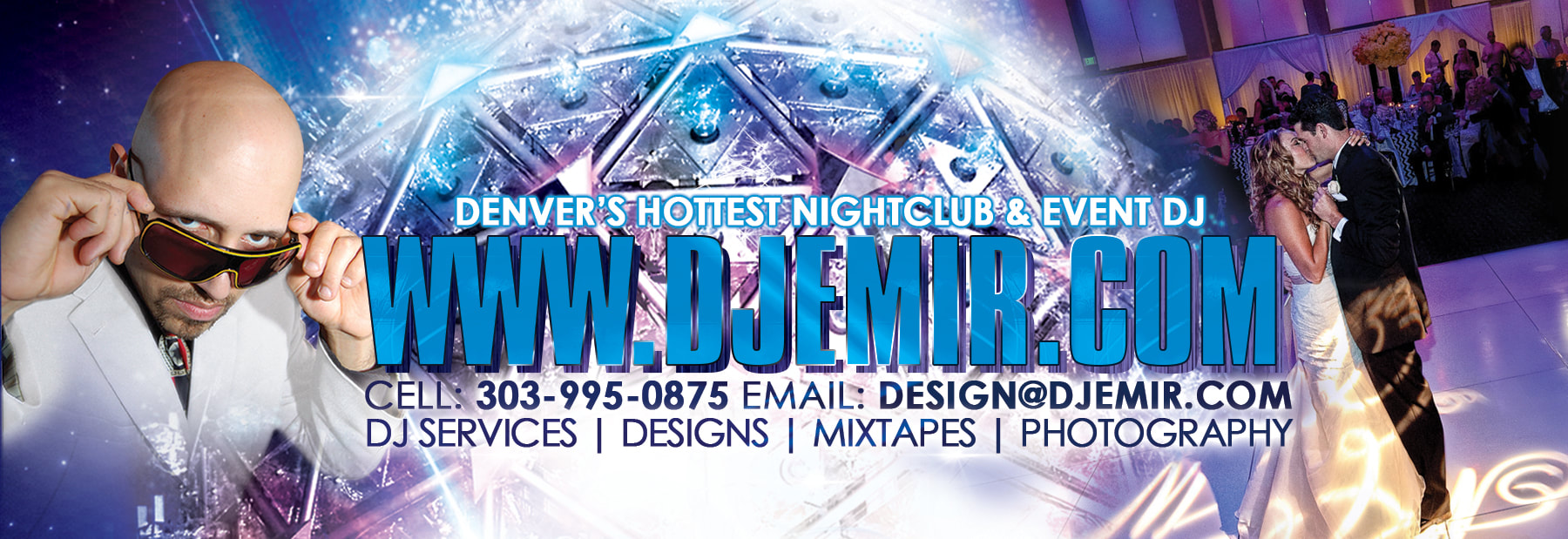 DJ Emir Winter New Year's Eve, Weddings and Christmas Party DJ Service Advertising Banner Design Long Flyer