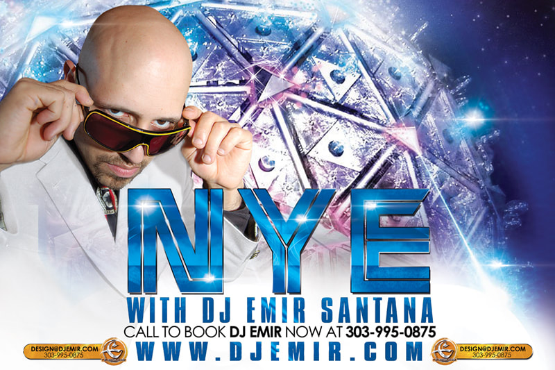 DJ Emir Winter New Year's Eve, Weddings and Christmas Party DJ Service Poster, advertising banner and Flyer Design