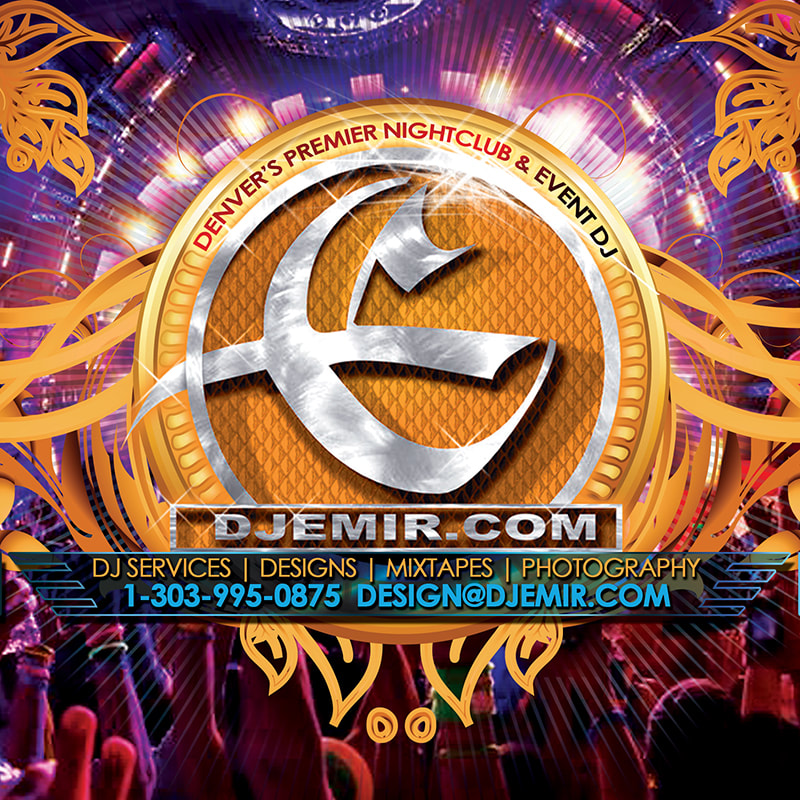 DJ Emir Logo Design and Sticker Design for Denver's Premier DJ and Graphic Designer