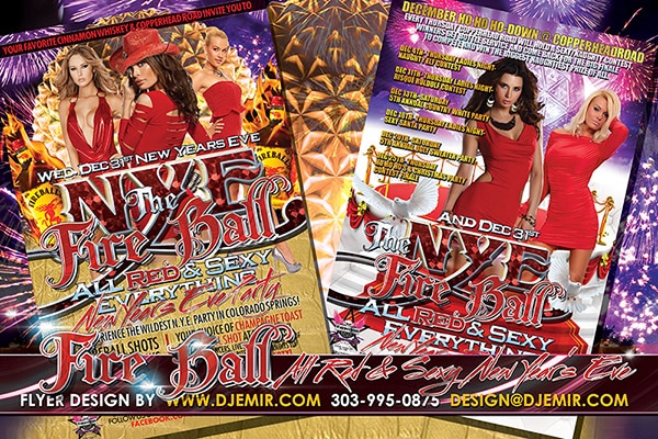 New Year's Eve Fire Ball Flyer with Fireball Whiskey