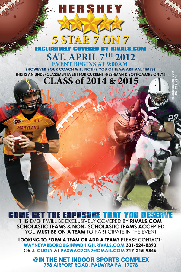 Hershey 5 Star Exclusive Football Training Camp Flyer Design With legendary NFL champions and players