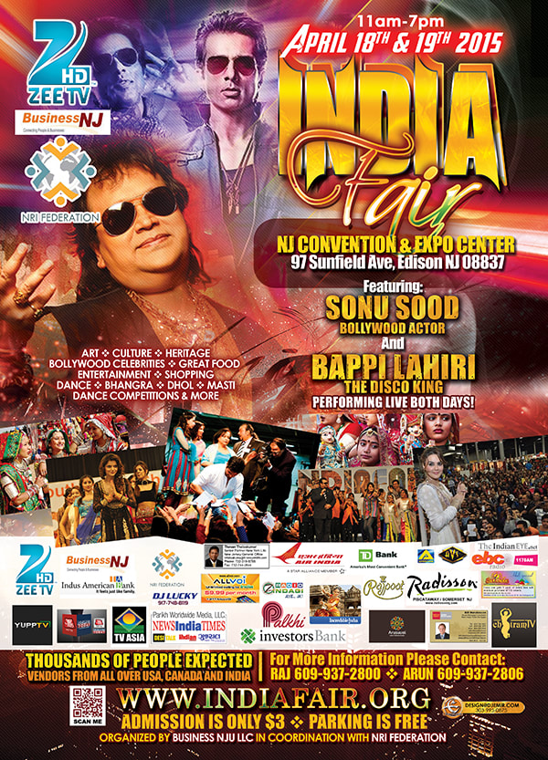Zee TV India Fair Flyer Design Back New Jersey Convention and Expo Center Featuring Sonu Sood and Bappi LahiriPicture