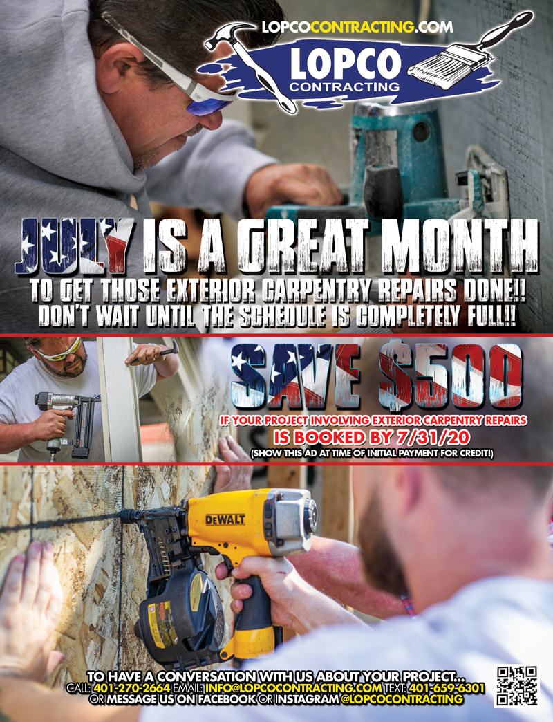 Lopco Contracting July Carpentry Special Advertisement Flyer Design Rhode Island