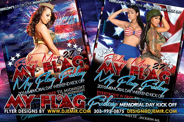 My Flag Friday Memorial Day Weekend Start of Summer Kickoff Party Flyer Design