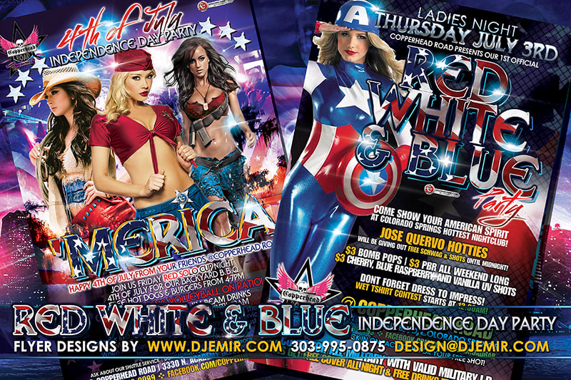 America Red White And Blue 4th of July Independence Day Copperhead Road Colorado Springs Flyer Design