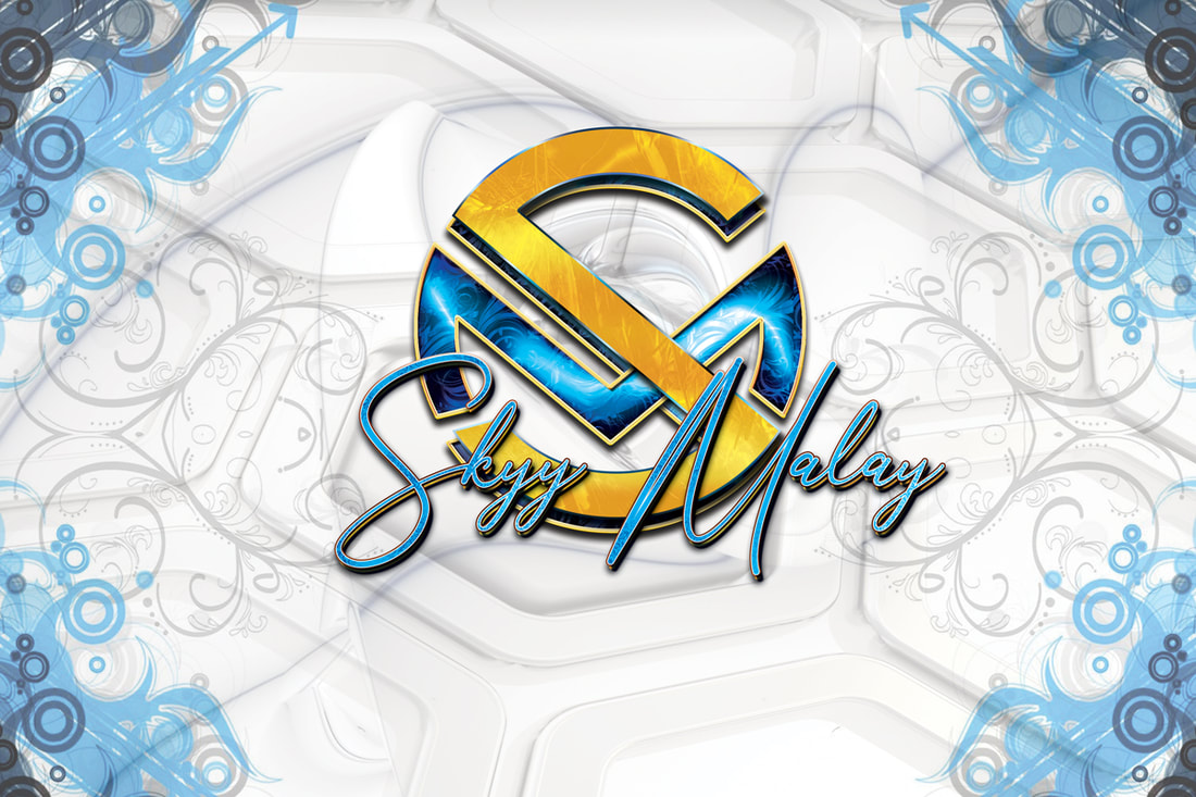 Skyy Malay Logo Design With Gold And Ultra Blue Monogram and Signature Logo