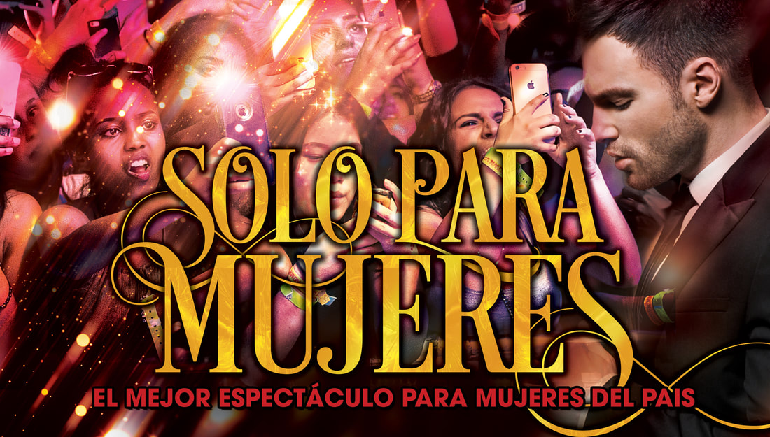 Solo Para Mujeres Logo design and Banner Design with Hunk and a crowd of Women and girls going wild for the Hunks