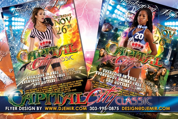 Capital City Classic Thanksgiving Day JSU Football Game Party Flyer Design