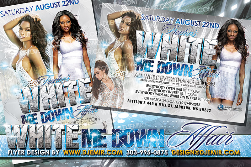 This White Me Down Affair All White Party Flyer Could Easily be used as a White Christmas Flyer Design